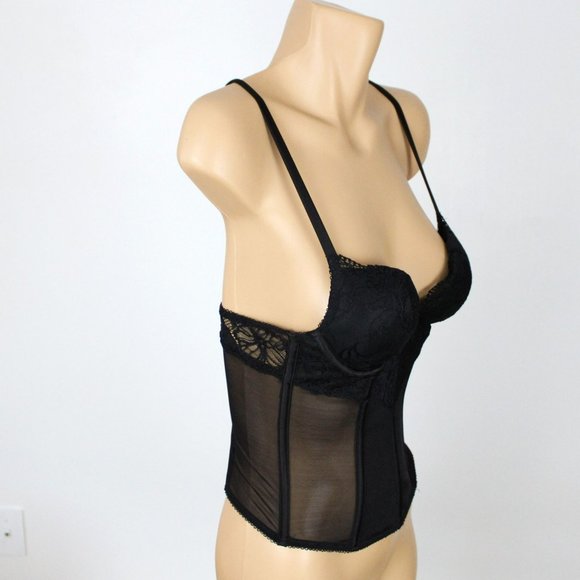 La Senza Bustier Small Black Padded Boned Padded Push-Up Underwire Bra B47 - Picture 5 of 14